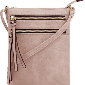 Crossbody Purse Bag | Functional Multi Pocket Double Zipper Purse | Adjustable S